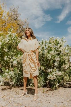 UpMost THE ANNA BUTTON DOWN DRESS IN BANANA