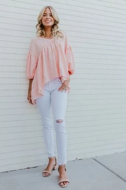 Aemi + Co THE PIPPA SMOCKED BABYDOLL TOP IN PEACH NEW ARRIVALS