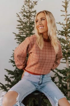 Lumiere THE BRADFORD CHECKERED TOP IN BRICK