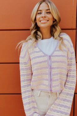 Ces Femme NEW ARRIVALS THE LAUREN KNITTED CARDIGAN IN LAVENDER