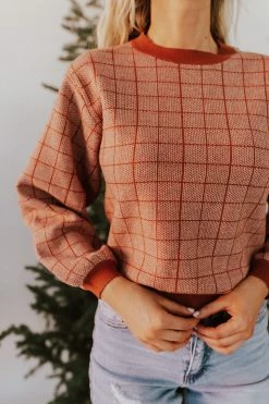 Lumiere THE BRADFORD CHECKERED TOP IN BRICK