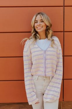 Ces Femme NEW ARRIVALS THE LAUREN KNITTED CARDIGAN IN LAVENDER