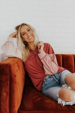 BIB THE SWEET TREAT COLOR BLOCK SWEATER IN MAUVE 8 BIB THE SWEET TREAT COLOR BLOCK SWEATER IN MAUVE