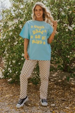 Polagram/Baevely THE GOOD DAZE ON MY MIND GRAPHIC TEE IN BLUE TOPS