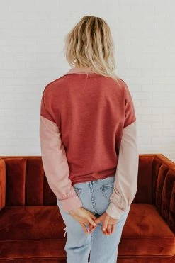 BIB THE SWEET TREAT COLOR BLOCK SWEATER IN MAUVE 7 BIB THE SWEET TREAT COLOR BLOCK SWEATER IN MAUVE