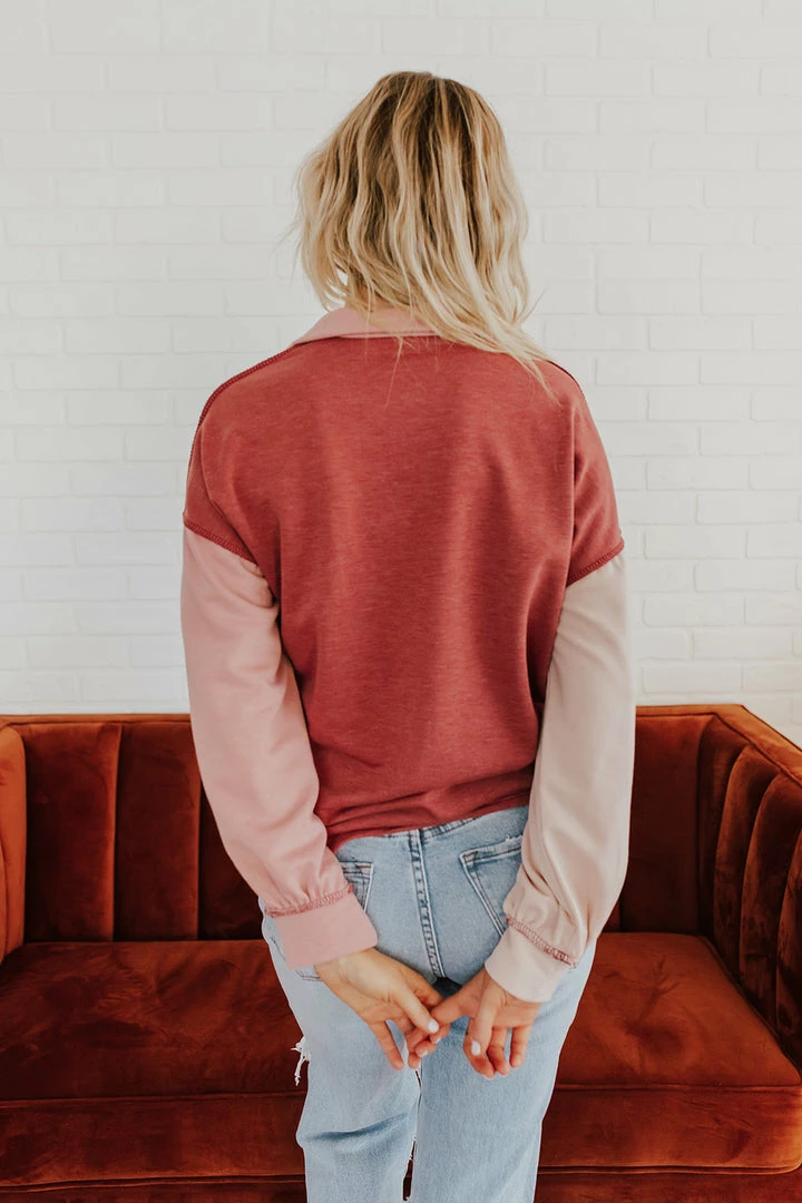 BIB THE SWEET TREAT COLOR BLOCK SWEATER IN MAUVE 3 BIB THE SWEET TREAT COLOR BLOCK SWEATER IN MAUVE