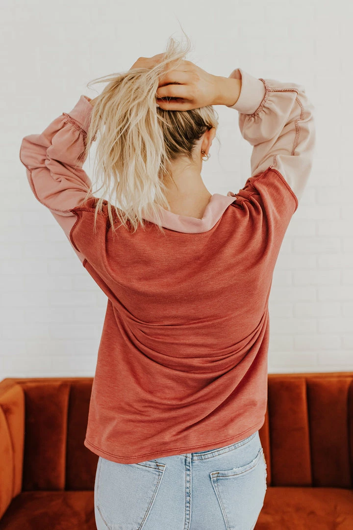 BIB THE SWEET TREAT COLOR BLOCK SWEATER IN MAUVE 5 BIB THE SWEET TREAT COLOR BLOCK SWEATER IN MAUVE