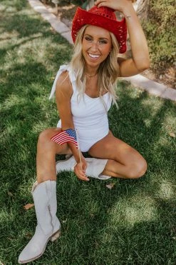 ONE SHOULDER BOW ONE PIECE IN RIBBED WHITE BY PINK DESERT