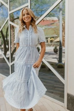 In-Loom THE ABIGAIL EMBROIDERED DRESS IN LIGHT BLUE NEW ARRIVALS