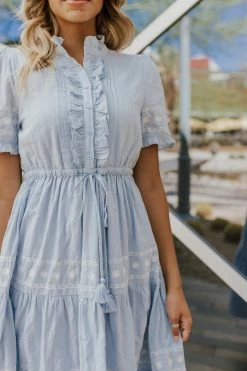 In-Loom THE ABIGAIL EMBROIDERED DRESS IN LIGHT BLUE NEW ARRIVALS