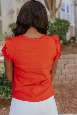 SugarLips THE READY TO GO RUFFLE SLEEVE TOP IN RED TOPS