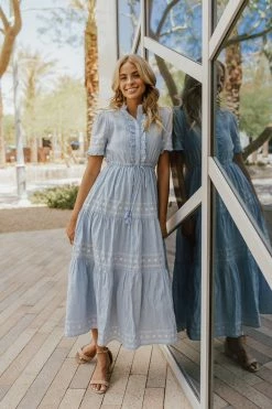 In-Loom THE ABIGAIL EMBROIDERED DRESS IN LIGHT BLUE NEW ARRIVALS