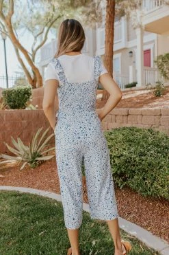 SugarLips THE PEACHY KEEN JUMPSUIT IN BLUE FLORAL
