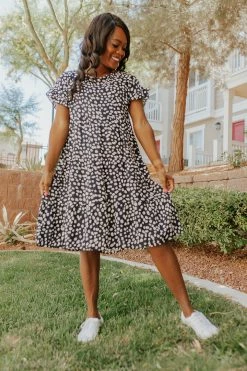 Miss Sparkling THE NOAH POLKA DOT BABYDOLL DRESS IN NAVY DRESSES