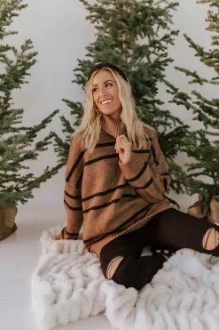 Lumiere TOPS THE GINGERBREAD LANE SWEATER IN BROWN