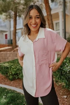 HOPELY THE LETTY BUTTON DOWN SHIRT IN LILAC