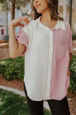 HOPELY THE LETTY BUTTON DOWN SHIRT IN LILAC