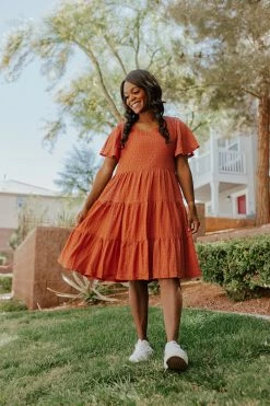 Mikarose DRESSES THE DAHLIA BABYDOLL DRESS IN GINGER BY MIKA ROSE