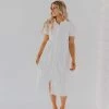 Polagram/Baevely THE WHITNEY BUTTON DOWN DRESS IN IVORY