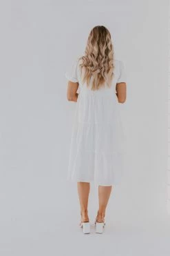 Polagram/Baevely THE WHITNEY BUTTON DOWN DRESS IN IVORY