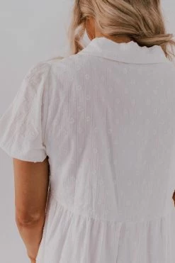 Polagram/Baevely THE WHITNEY BUTTON DOWN DRESS IN IVORY