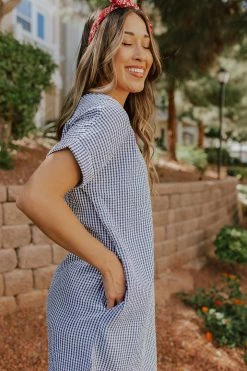 Bombom THE BARRETT GINGHAM DRESS IN NAVY