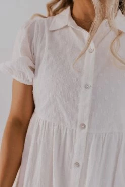 Polagram/Baevely THE WHITNEY BUTTON DOWN DRESS IN IVORY