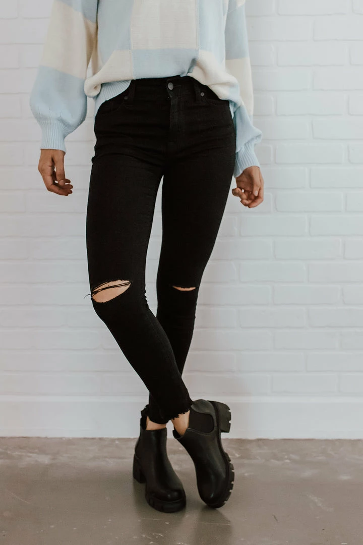 Eunina BOTTOMS THE SKINNY KNEE SLIT JEANS IN BLACK 4 Eunina BOTTOMS THE SKINNY KNEE SLIT JEANS IN BLACK