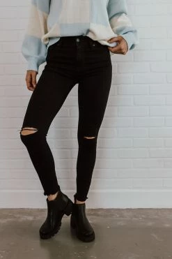 Eunina BOTTOMS THE SKINNY KNEE SLIT JEANS IN BLACK 20 Eunina BOTTOMS THE SKINNY KNEE SLIT JEANS IN BLACK