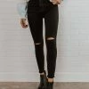 Eunina BOTTOMS THE SKINNY KNEE SLIT JEANS IN BLACK