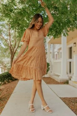 Mikarose THE HANNAH TEXTURED BABYDOLL IN APRICOT BY MIKA ROSE