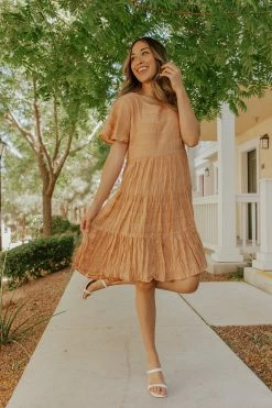 Mikarose THE HANNAH TEXTURED BABYDOLL IN APRICOT BY MIKA ROSE