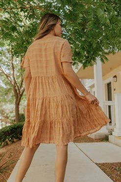 Mikarose THE HANNAH TEXTURED BABYDOLL IN APRICOT BY MIKA ROSE