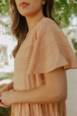 Mikarose THE HANNAH TEXTURED BABYDOLL IN APRICOT BY MIKA ROSE