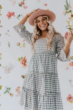 Mikarose THE DALLAS GINGHAM TIERED DRESS IN GREEN
