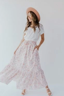 Mikarose THE WILLA MAXI SKIRT IN WATERCOLOR FLORAL