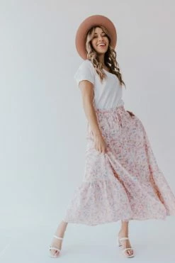 Mikarose THE WILLA MAXI SKIRT IN WATERCOLOR FLORAL