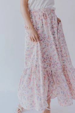 Mikarose THE WILLA MAXI SKIRT IN WATERCOLOR FLORAL