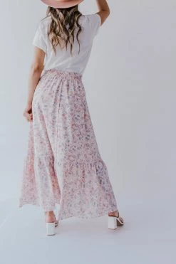 Mikarose THE WILLA MAXI SKIRT IN WATERCOLOR FLORAL