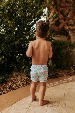 PINK DESERT BOYS EUROPEAN CUT SWIM SHORT IN POPSICLE