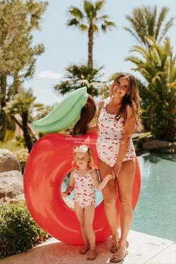 PINK DESERT RUCHED ONE SHOULDER ONE PIECE SWIMSUIT IN CHERRY BOMB