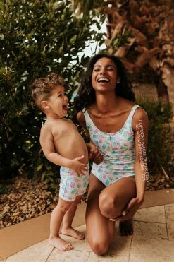 PINK DESERT BOYS EUROPEAN CUT SWIM SHORT IN POPSICLE