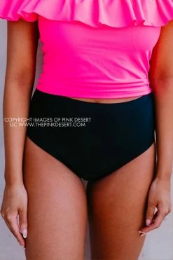 PINK DESERT VINTAGE HIGH WAIST SWIM BOTTOM IN BLACK