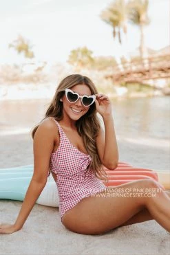 PINK DESERT TIE FRONT ONE PIECE SWIMSUIT IN SUMMER GINGHAM