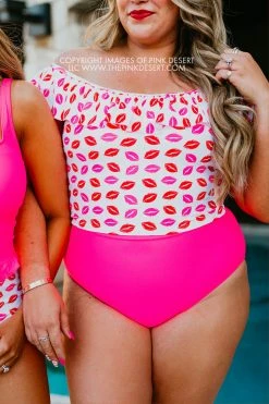 SASSY RED LIPSTICK X PINK DESERT RUFFLE MIDKINI IN SASSY LIP PRINT SWIM 11 SASSY RED LIPSTICK X PINK DESERT RUFFLE MIDKINI IN SASSY LIP PRINT SWIM