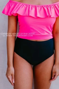PINK DESERT VINTAGE HIGH WAIST SWIM BOTTOM IN BLACK