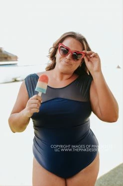 SWIM PINK DESERT SWEETHEART MESH ONE PIECE IN INDIGO