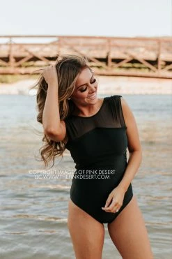 PINK DESERT SWEETHEART MESH ONE PIECE IN BLACK