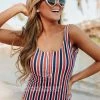 PINK DESERT BUTTON FRONT ONE PIECE IN AMERICANA STRIPE