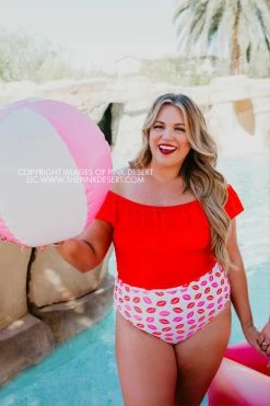 SASSY RED LIPSTICK X PINK DESERT RUFFLE MIDKINI IN POPPY 9 SASSY RED LIPSTICK X PINK DESERT RUFFLE MIDKINI IN POPPY